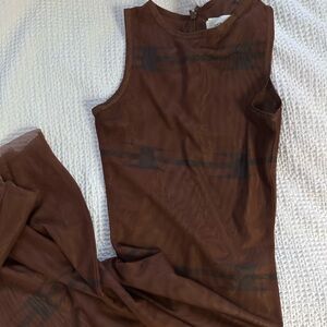 Brown Sheer Sleeveless long dress